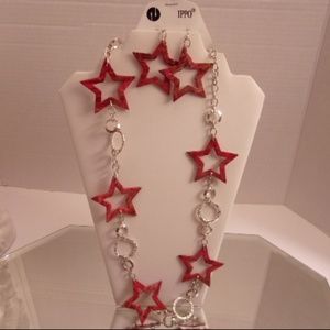Ippo 4th of july star necklace/earrings. L36-9